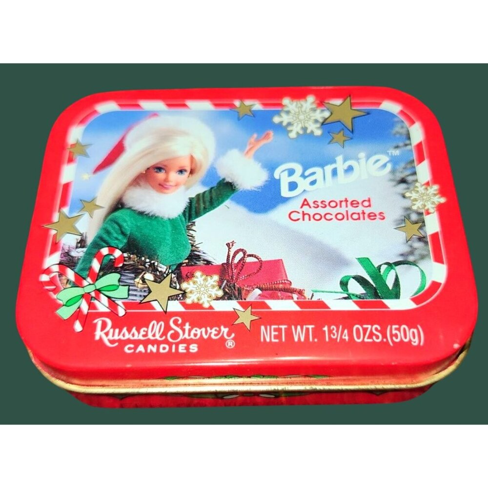 Vintage Barbie Russell Stover Assorted Chocolates Tin Box 1997 Holiday Edition